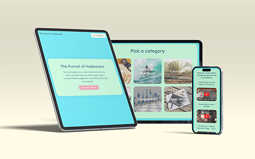Multiple device mockup of Pursuit of happyness app.
